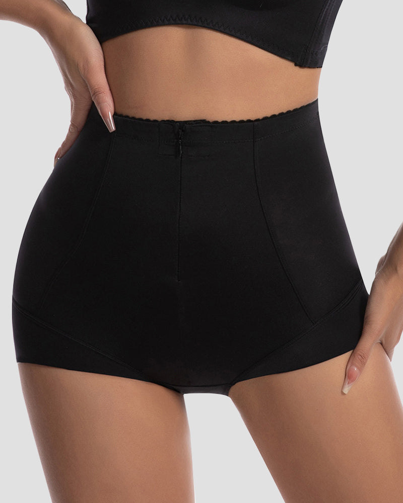 Bauchweg Slip mit Hoher Taille Schwammpolster und Reißverschluss vorne