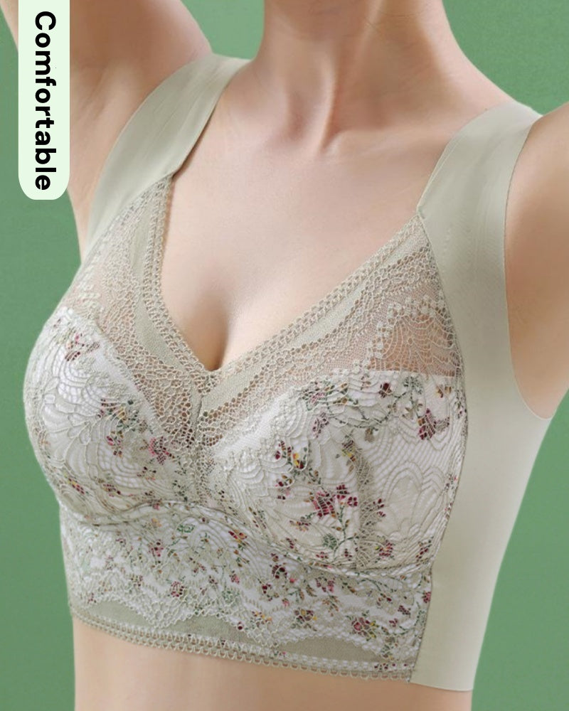 Eleganter Push up BH mit Blumenspitze und Voller Abdeckung ohne Bügel