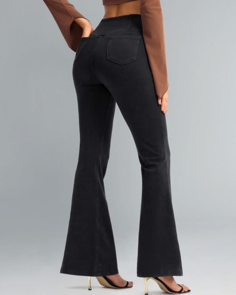 Elastische Crossover Yoga Jeans mit Hoher Taille und Schmaler Passform