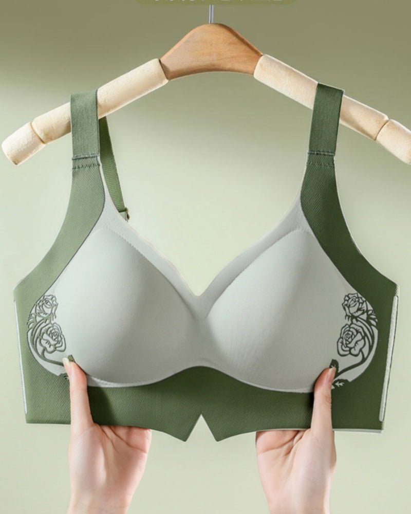 Große Größe Kontrastfarbe Nahtloser Push Up BH ohne Bügel Anti Sagging