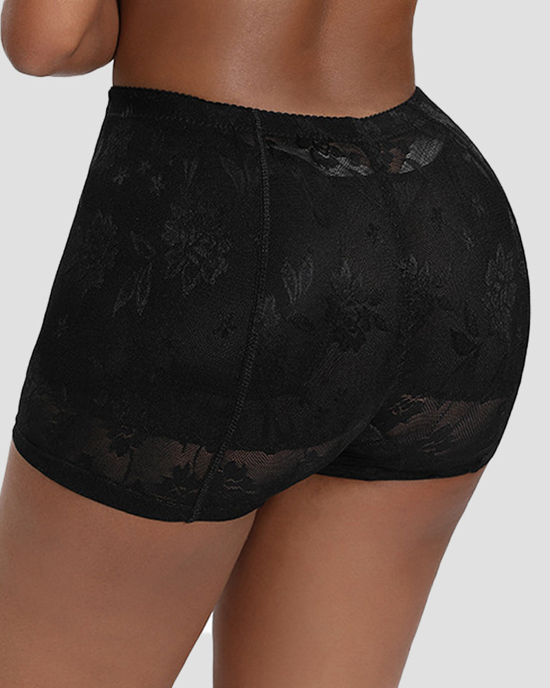Atmungsaktive Nahtlose Hüftlift Shaping Shorts aus Spitze mit Schwammpolster