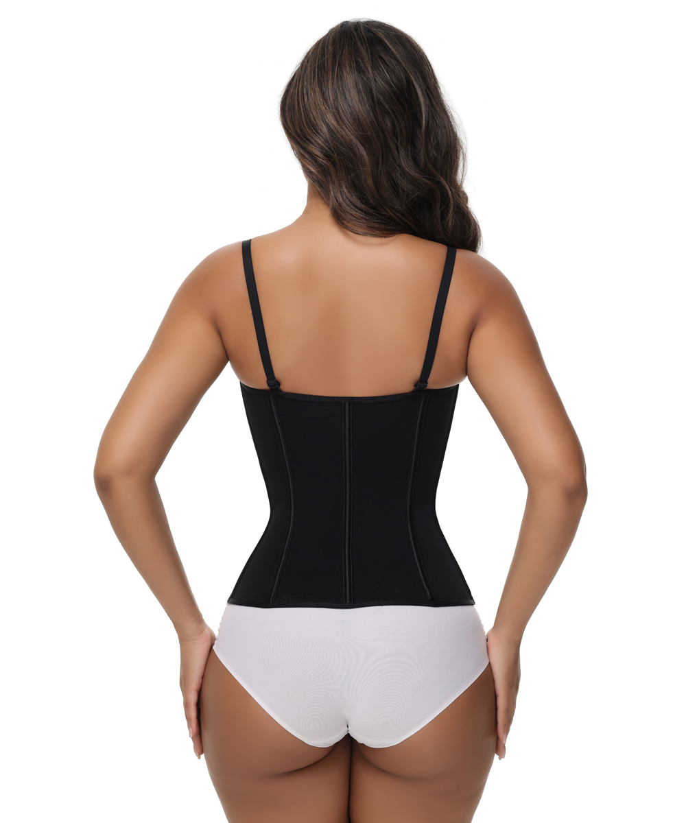 Corsé bustier sexy con cremallera frontal y tirantes finos para mujer