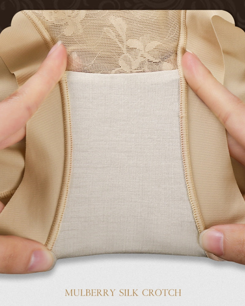 Bauchweg Shaping Höschen mit Hoher Taille und Floralem Spitzenmuster