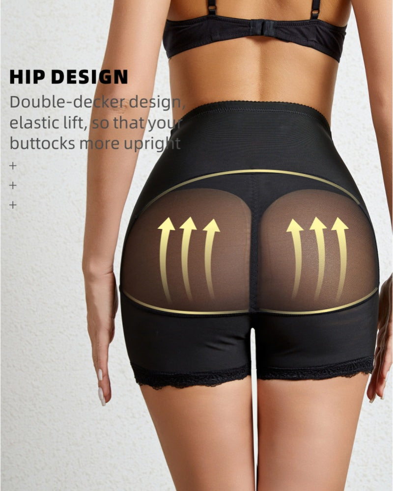 Atmungsaktive Nahtlose Shaping Shorts mit Hoher Taille und Haken und Ösenverschluss