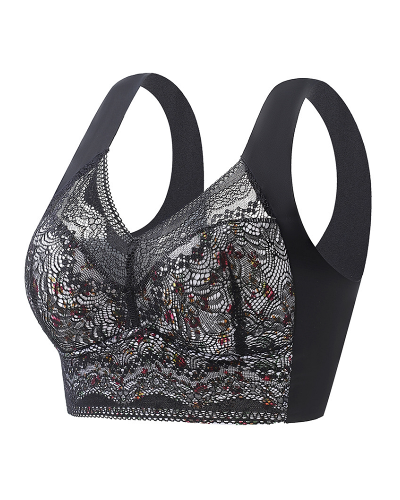 Eleganter Push up BH mit Blumenspitze und Voller Abdeckung ohne Bügel