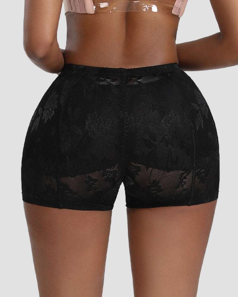 Atmungsaktive Nahtlose Hüftlift Shaping Shorts aus Spitze mit Schwammpolster