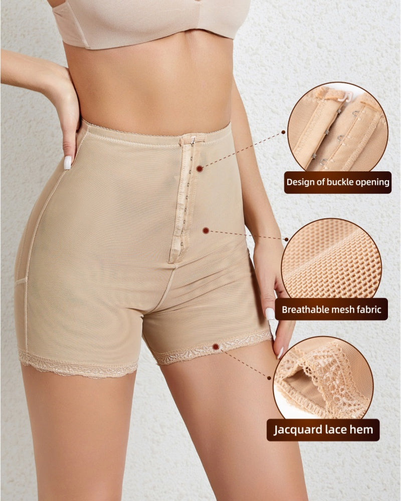 Atmungsaktive Nahtlose Shaping Shorts mit Hoher Taille und Haken und Ösenverschluss