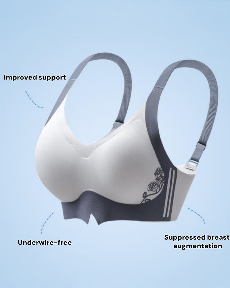 Große Größe Kontrastfarbe Nahtloser Push Up BH ohne Bügel Anti Sagging