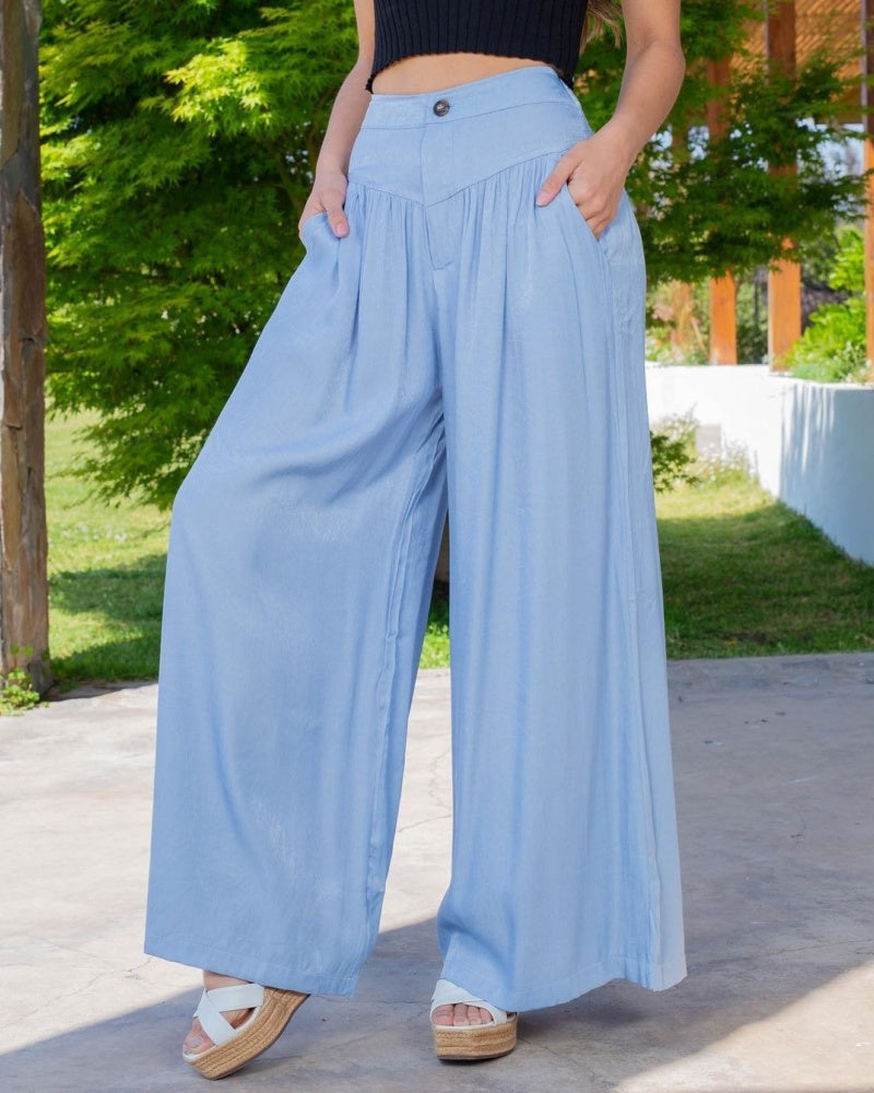 Damen Jeans mit Hoher Taille Modisch Lässig Weites Bein mit Falten