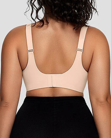 Bequemer Nahtloser Push up Shaping BH aus Mesh Patchwork mit V Ausschnitt