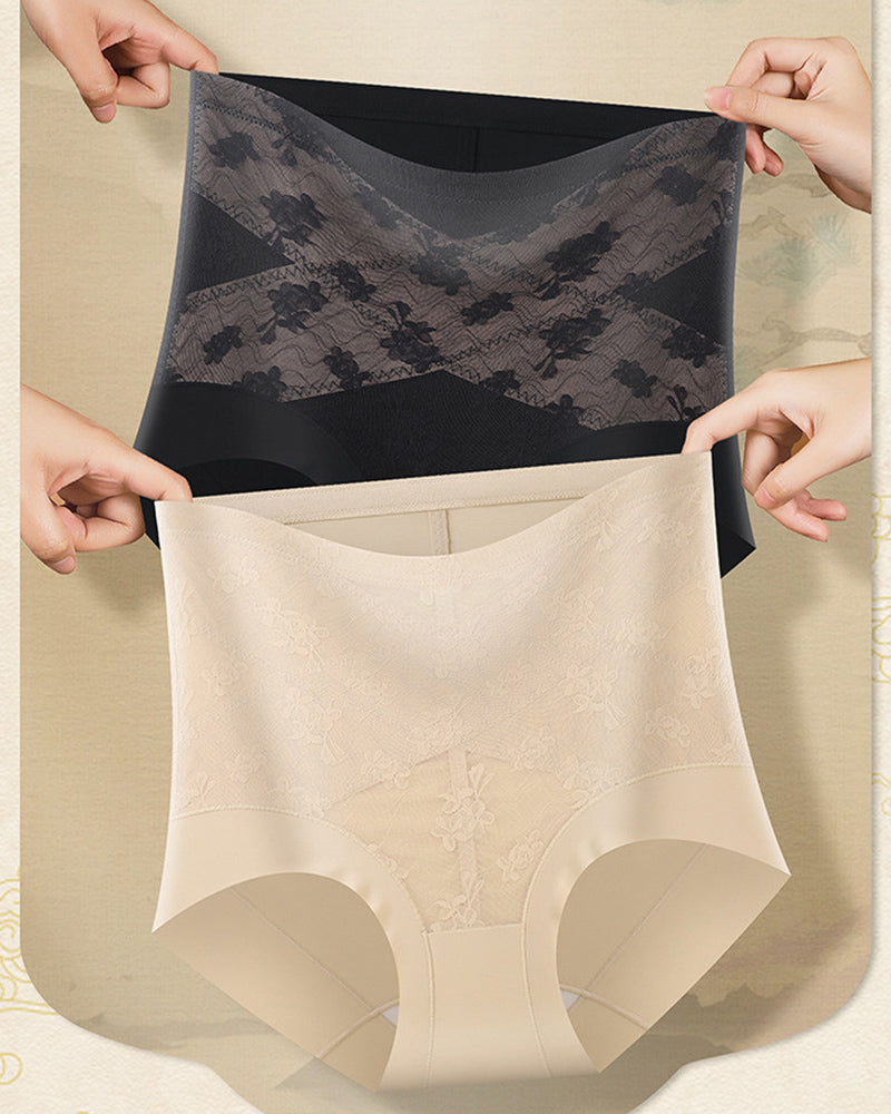 Bauchweg Shaping Höschen mit Hoher Taille und Floralem Spitzenmuster