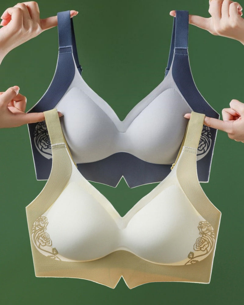 Große Größe Kontrastfarbe Nahtloser Push Up BH ohne Bügel Anti Sagging
