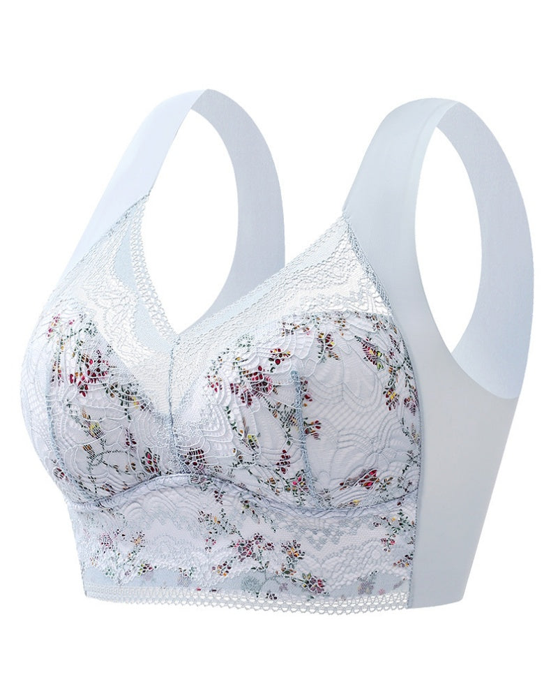 Eleganter Push up BH mit Blumenspitze und Voller Abdeckung ohne Bügel