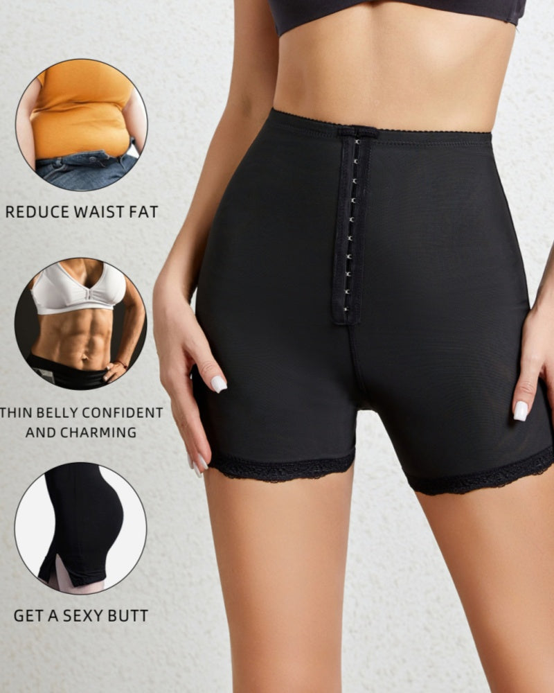Atmungsaktive Nahtlose Shaping Shorts mit Hoher Taille und Haken und Ösenverschluss