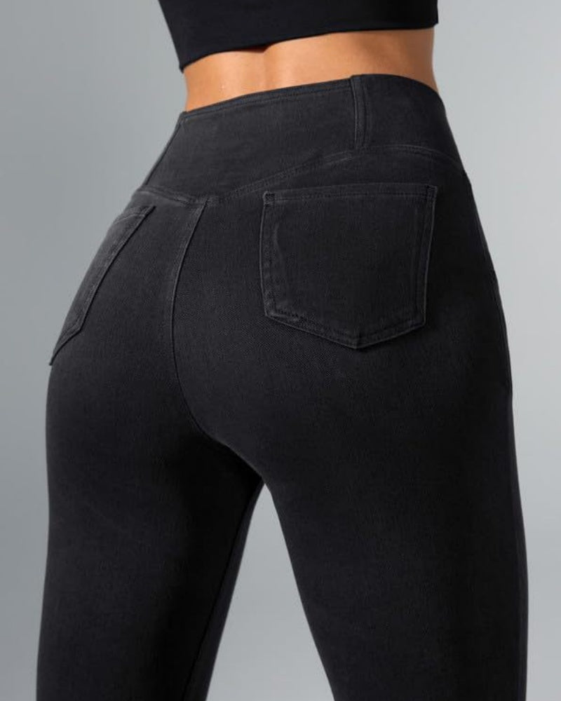 Elastische Crossover Yoga Jeans mit Hoher Taille und Schmaler Passform