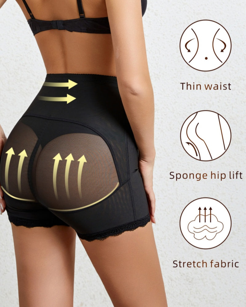 Atmungsaktive Nahtlose Shaping Shorts mit Hoher Taille und Haken und Ösenverschluss