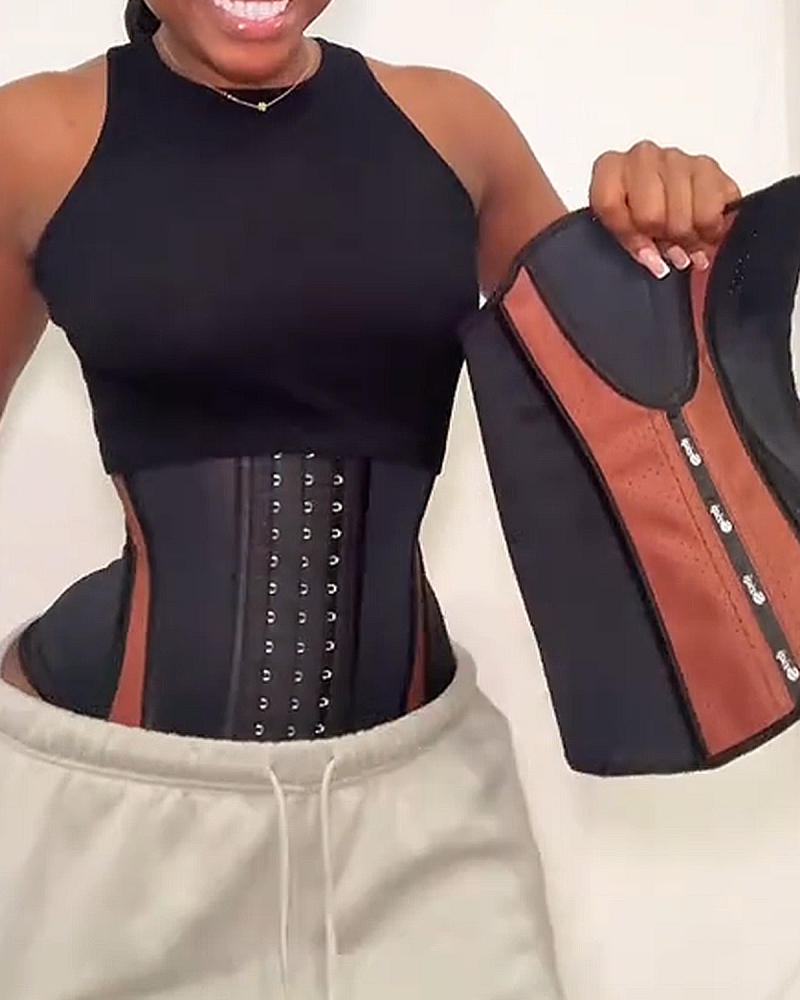 Fajas Colombianas Atmungsaktiver Kontrast Patchwork Sanduhr Taillentrainer