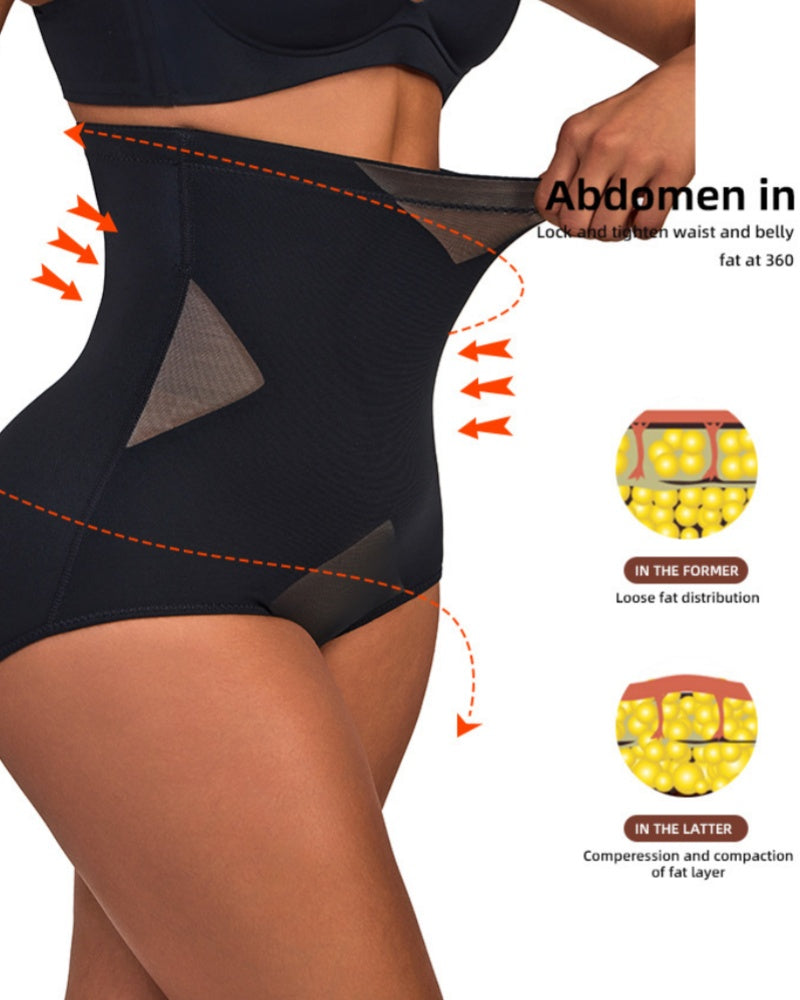 Bauchweg Höschen mit Hoher Taille und Kompressionsnetz Patchwork