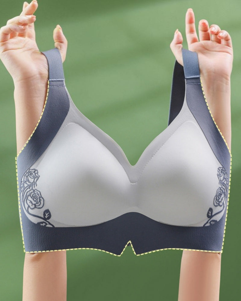 Große Größe Kontrastfarbe Nahtloser Push Up BH ohne Bügel Anti Sagging