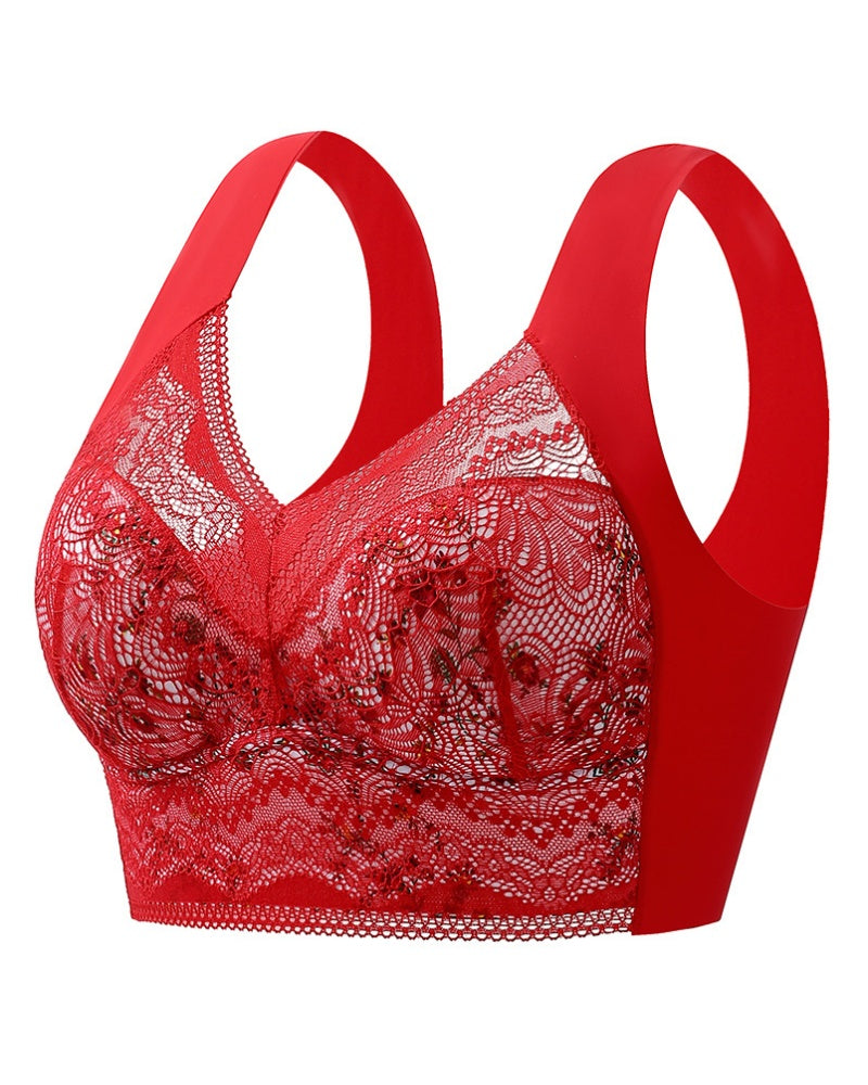 Eleganter Push up BH mit Blumenspitze und Voller Abdeckung ohne Bügel