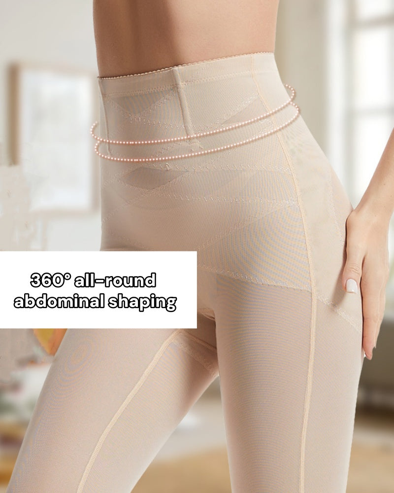 Atmungsaktive Nahtlose Bauchkontroll Shaping Hose mit Netzstoff Kreuz für Damen