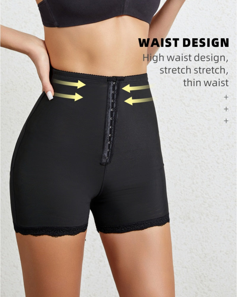 Atmungsaktive Nahtlose Shaping Shorts mit Hoher Taille und Haken und Ösenverschluss