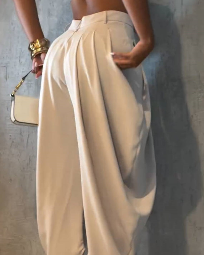 Freizeit Haremshose mit Hoher Taille und Weitem Bein