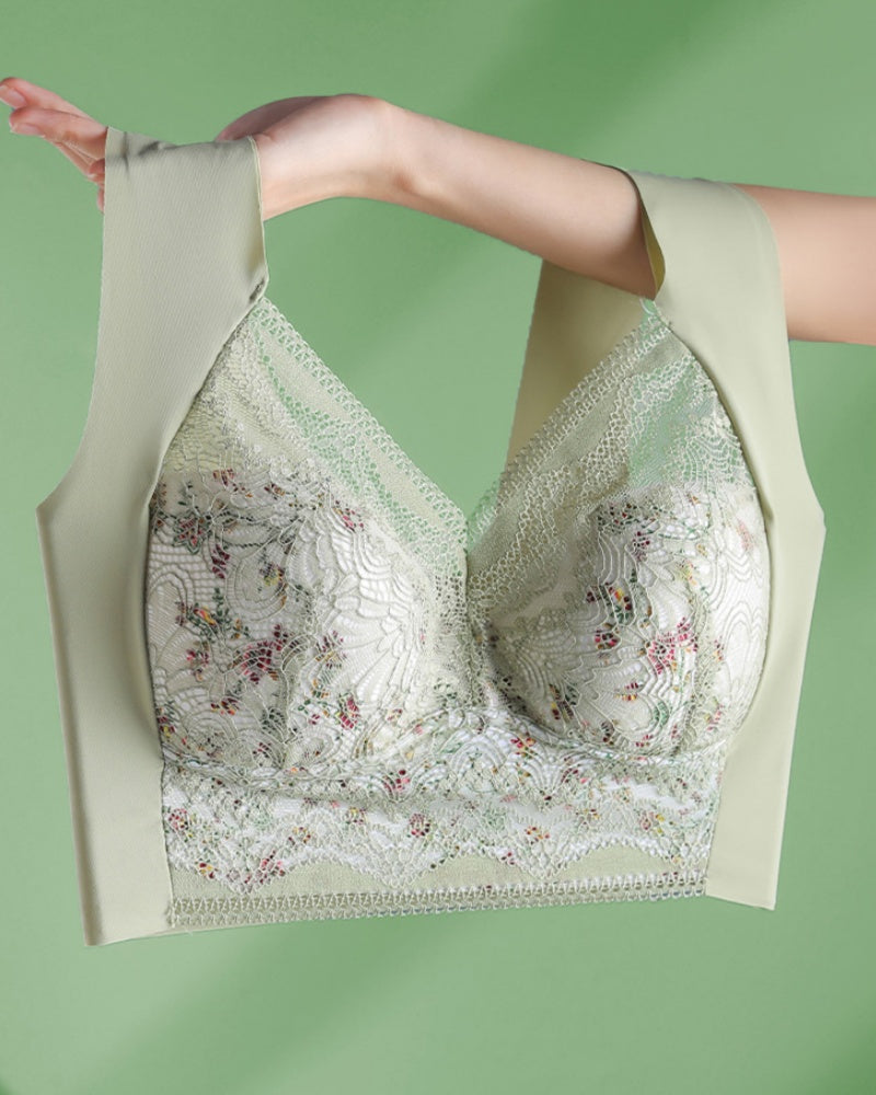 Eleganter Push up BH mit Blumenspitze und Voller Abdeckung ohne Bügel