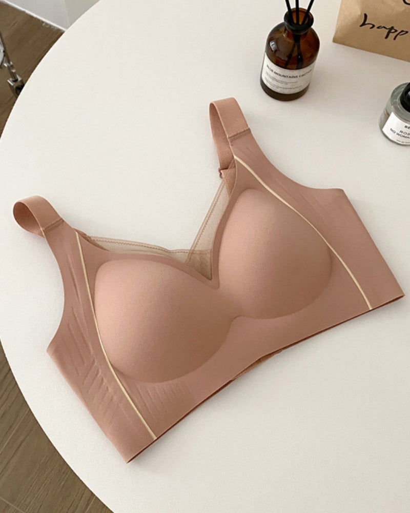 Dünner Verstellbarer Bequemer Nahtloser Push Up BH mit Mesh Patchwork