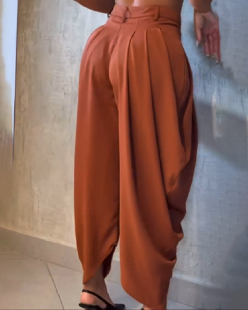 Freizeit Haremshose mit Hoher Taille und Weitem Bein