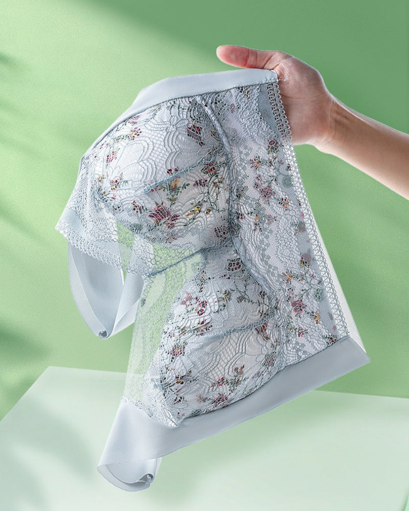Eleganter Push up BH mit Blumenspitze und Voller Abdeckung ohne Bügel