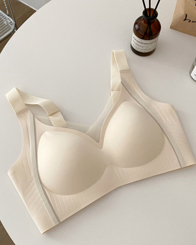 Dünner Verstellbarer Bequemer Nahtloser Push Up BH mit Mesh Patchwork